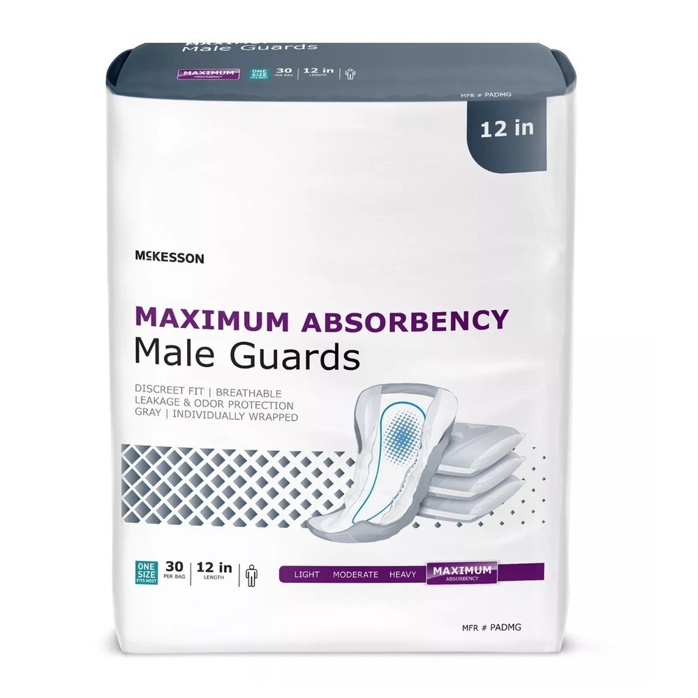 McKesson Male Incontinent Pad Contoured 12" PADMG 1 Bag With 30 Ct Per Bag New